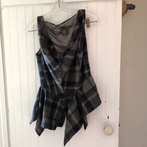 Plaid vest; asymmetrical with peplum